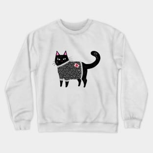 Black Cat in a Sweater Crewneck Sweatshirt